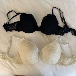 Elegant Lace Black and Cream Bras